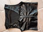 gilet dames sexy leder look mouwloos medium zwart black, Verzenden, Zwart