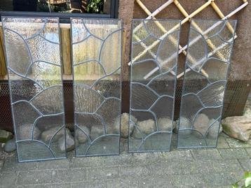 4 x glas in lood raam / paneel ong. 30 x 90 cm beschikbaar voor biedingen