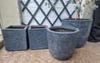 Buitenpotten, grijs., Tuin en Terras, Bloempotten, Ophalen, Zo goed als nieuw, Rond, Minder dan 25 cm