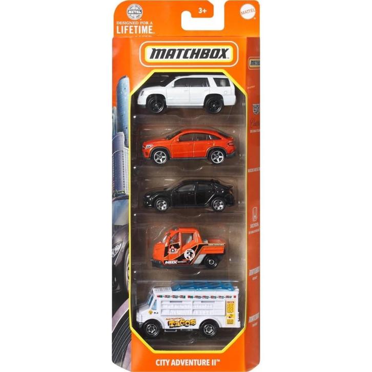 Matchbox: 5-Pack: City Adventure II, Hobby en Vrije tijd, Modelauto's | Overige schalen, Nieuw, Auto, Ophalen of Verzenden
