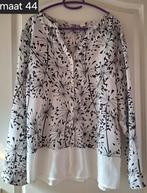 Zwart/witte blouse, Ophalen of Verzenden, Zo goed als nieuw, Maat 42/44 (L), Zwart