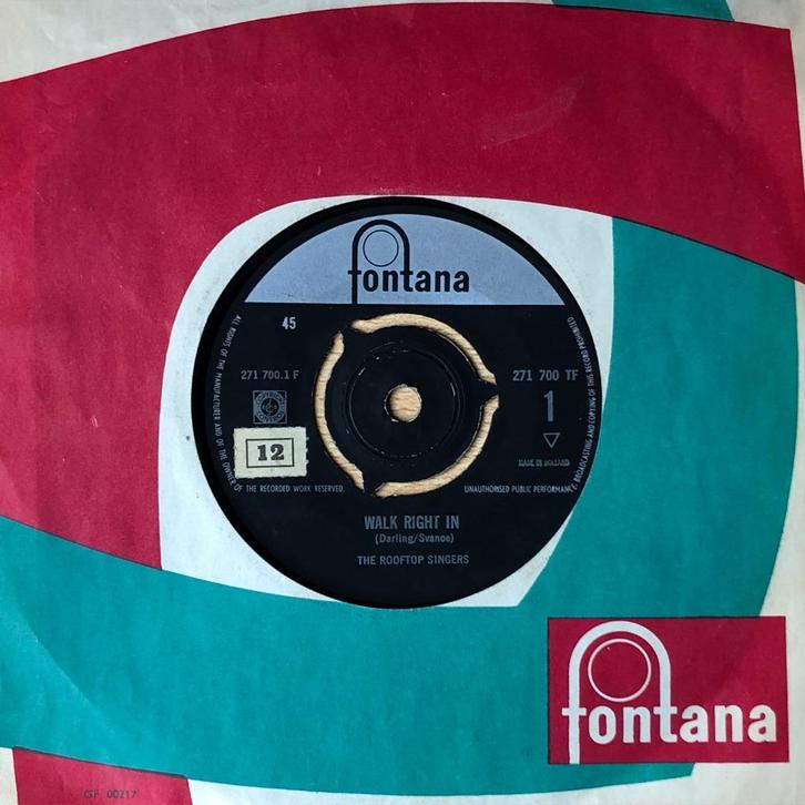 1963       Rooftop Singers                Walk Right In     , Cd's en Dvd's, Vinyl Singles, Zo goed als nieuw, Single, Pop, 7 inch