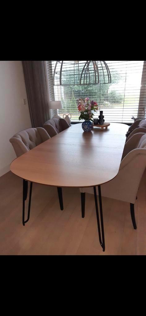 Eettafel uitschuifbaar 170-320 kave home inclusief stoelen, Huis en Inrichting, Tafels | Eettafels, Zo goed als nieuw, 50 tot 100 cm