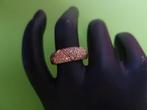 14 krt rozé gd design bombay ring met champ. en wit brilj, Nieuw, Ophalen of Verzenden, 17 tot 18, Met edelsteen