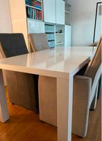 Eettafel wit glans met 4 stoelen, Huis en Inrichting, Complete eetkamers, Ophalen of Verzenden, Zo goed als nieuw, 4 tot 6 stoelen