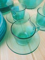 Turquoise Arcopal koffieservies Jardiniere 6 persoons, Nieuw, Glas, Overige stijlen, Kop(pen) en/of Schotel(s)