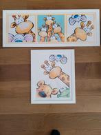 Twee "Funny Friends" kunstdruk schilderijen in houten lijst, Ophalen, Zo goed als nieuw, Schilderij, 75 tot 100 cm