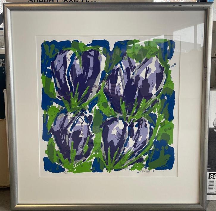 Ad van Hassel | Paarse Tulpen, Antiek en Kunst, Kunst | Litho's en Zeefdrukken, Ophalen