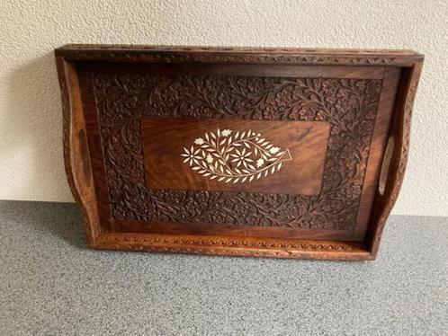 PRACHTIG handgestoken en been ingelegd dienblad India, Huis en Inrichting, Woonaccessoires | Dienbladen, Zo goed als nieuw, Hout