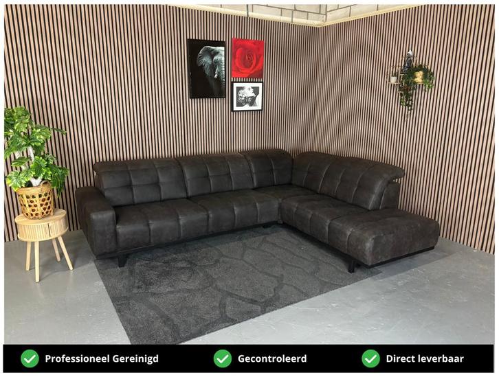 GRATIS LEVERING Luxe Hoekbank Antraciet 305x235 REFURBISHED, Huis en Inrichting, Banken | Bankstellen, Zo goed als nieuw, Hoekbank