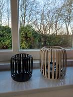 2 Nieuwe windlichten/kaarsenhouders uit kerstpakket, Beige, Nieuw, Ophalen of Verzenden, Metaal