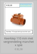 Keerklep 110 mm met vergrendeling manchet x spie, Doe-het-zelf en Verbouw, Buizen en Afvoer, Afvoer, Pvc, Nieuw, Ophalen of Verzenden