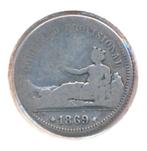Spanje 1 Peseta 1869, Postzegels en Munten, Ophalen of Verzenden, Overige landen, Losse munt, Zilver