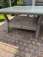 Wicker tuintafel met glasplaat, Tuin en Terras, Ophalen of Verzenden, Zo goed als nieuw, Vierkant, Wicker