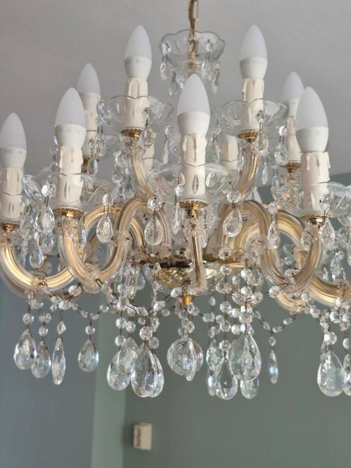 Set van 2 Luxe Kroonluchter met Kristallen, Huis en Inrichting, Lampen | Kroonluchters, Zo goed als nieuw, Glas, Metaal, Ophalen of Verzenden