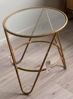 Glazen bijzettafel met rotan look, Huis en Inrichting, Tafels | Bijzettafels, Ophalen, Minder dan 45 cm, Minder dan 55 cm, Rond