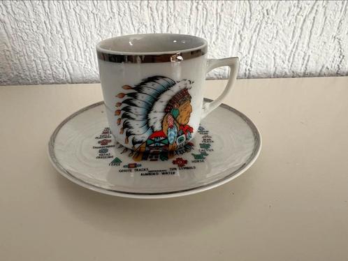 Native American espresso kopje/ mokka kopje en schoteltje, Verzamelen, Porselein, Kristal en Bestek, Zo goed als nieuw, Kop en/of schotel