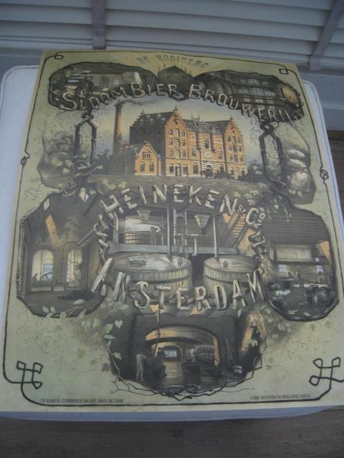 Poster Biercultuur Heineken 1864 eerde brouwerij de Hooiberg, Verzamelen, Merken en Reclamevoorwerpen, Zo goed als nieuw, Reclamebord