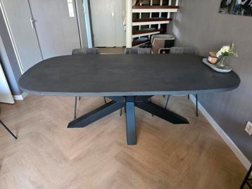 Antracietgrijze betonlook eettafel Deens ovaal