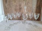 Brocante Karaf met 6 Glazen - Fijn Glas, Ophalen of Verzenden