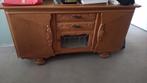 Blank eiken dressoir met glas in lood en 2 lades, Huis en Inrichting, Kasten | Dressoirs, Ophalen, 150 tot 200 cm, 50 tot 75 cm