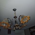 2 zeer mooie retro hanglampen, Huis en Inrichting, Lampen | Kroonluchters, Glas, Ophalen of Verzenden, Zo goed als nieuw