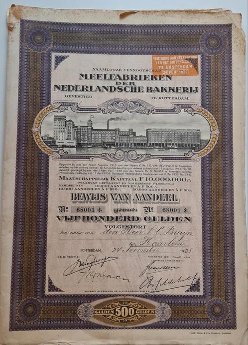 2 aandelen MENEBA Rotterdam, Postzegels en Munten, Aandelen en Waardepapieren, Aandeel, 1920 tot 1950, Ophalen of Verzenden