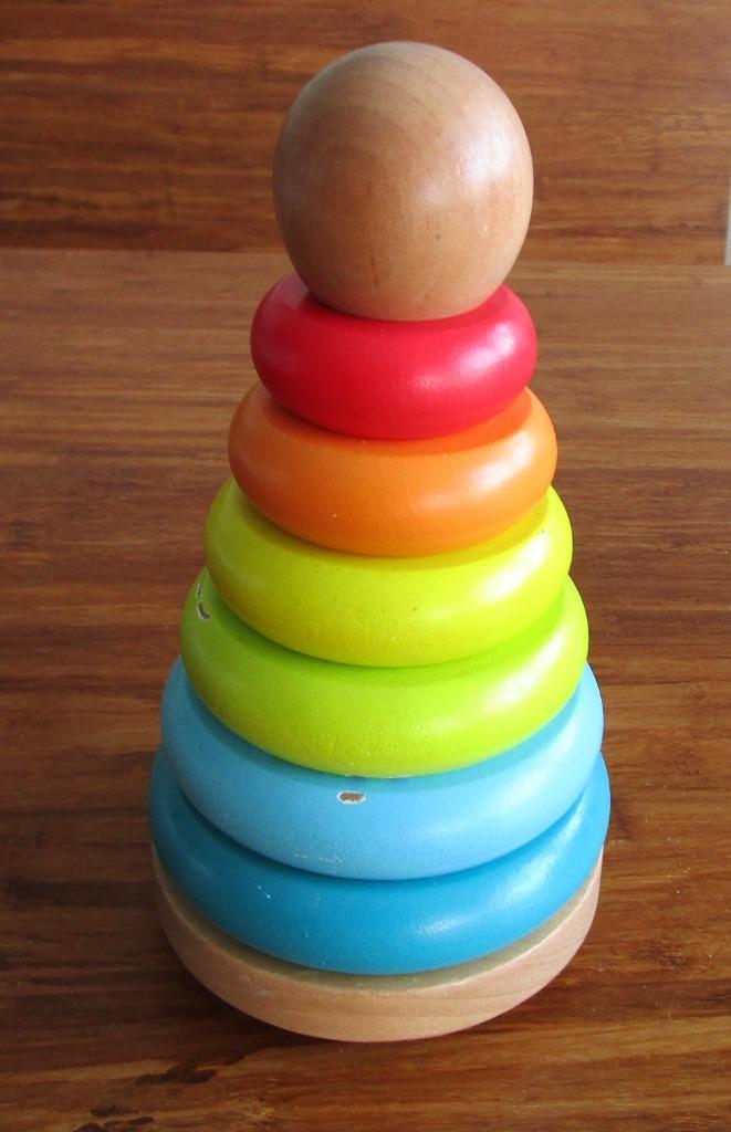 Houten Regenboog Stapeltoren & Pop-Up Speelgoed, Kinderen en Baby's, Speelgoed | Houten speelgoed, Gebruikt, Overige typen, Ophalen of Verzenden