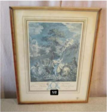 Mooi Oude Gravure 'Enlevement Nocturne' - 39x30 beschikbaar voor biedingen