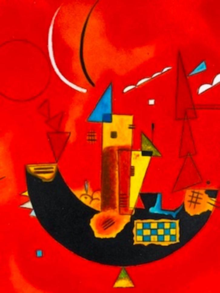 WK 037 (Red) Wassily Kandinsky handgeschilderd, Antiek en Kunst, Kunst | Schilderijen | Abstract, Ophalen of Verzenden