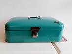 Emaille zeegroen petrol turquoise deksel doos (brood), Antiek en Kunst, Antiek | Emaille, Ophalen