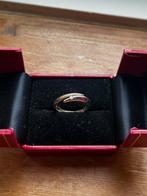 Gouden bicolor ring met diamantje, Met kristal, Ophalen of Verzenden, Dame, Goud
