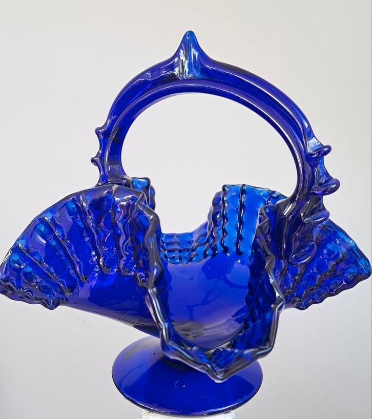 Vintage glazen mand, Antiek en Kunst, Antiek | Glas en Kristal, Ophalen of Verzenden