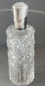 Antiek kristallen parfumflesje zilveren dop keur zwaardje, Antiek en Kunst, Verzenden, Zilver