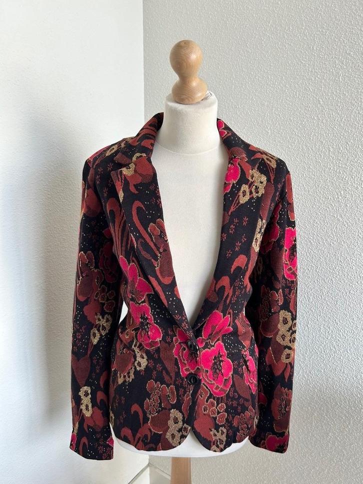 King Louie maat 42 glitter vest blazer bloem 2454, Kleding | Dames, Truien en Vesten, Zo goed als nieuw, Maat 42/44 (L), Roze