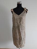 J224 - Beigebruine linnen Didi jurk maat S (1), Maat 38/40 (M), Ophalen of Verzenden, Onder de knie, Zo goed als nieuw