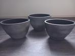Bloempotten, 3 stuks, grijs, 25 tot 40 cm, Binnen, Ophalen of Verzenden, Minder dan 40 cm