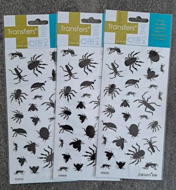 3 velletjes New old stock Jansen+Co insecten Stickers  beschikbaar voor biedingen