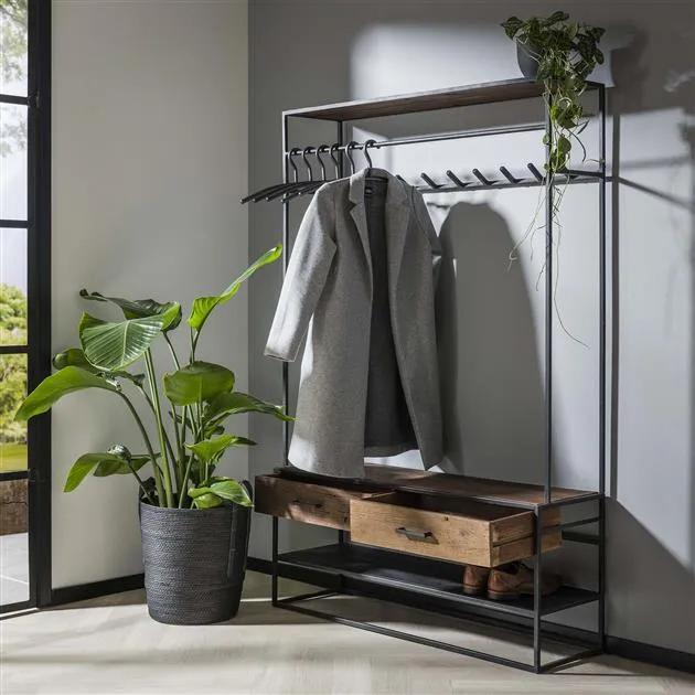 Garderobemeubel 2L blend / Robuust hardhout, Huis en Inrichting, Woonaccessoires | Kapstokken, Zo goed als nieuw, Staande kapstok