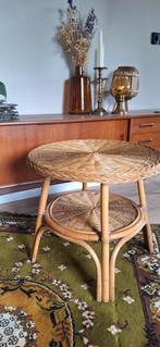 Salontafel bijzettafel plantentafelt riet rotan boho vintage, Ophalen, 50 tot 100 cm, Rond, Zo goed als nieuw