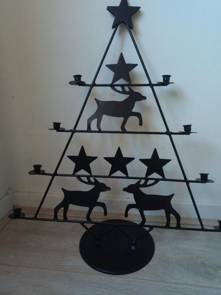 Grote metalen kaarsenstandaard met rendieren en sterren, Diversen, Kerst, Nieuw, Ophalen of Verzenden