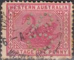 Australië -1.10- 1890 - West-Australië - Zwaan - 1P Perfin, Postzegels en Munten, Postzegels | Oceanië, Verzenden, Gestempeld