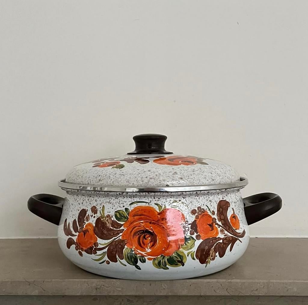 West Germany Baumann pan soeppan emaille ovenvast retro 25cm, Huis en Inrichting, Keuken | Potten en Pannen, Gebruikt, Overige materialen