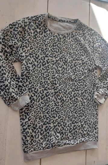 Sweater L / XL grijs met luipaardprint / tijgerprint trui  beschikbaar voor biedingen