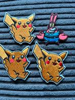 4 x aplicatie voor op kleding 3 x Pikachu 1 x meneer Crab, Ophalen of Verzenden, Nieuw