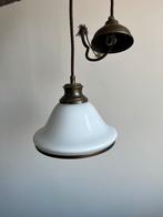 Hanglamp vintage melkglas koper, Huis en Inrichting, Lampen | Hanglampen, Ophalen of Verzenden, Zo goed als nieuw, Minder dan 50 cm