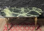 Vintage antieke salontafel groot model groen marmer messing, Antiek en Kunst, Ophalen
