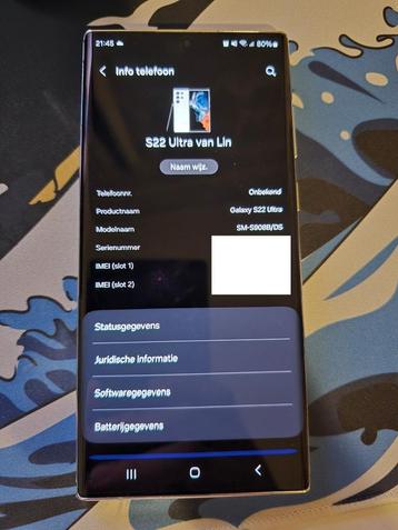 Samsung Galaxy S22 Ultra, 12GB Geheugen, 256GB Opslag, Wit beschikbaar voor biedingen