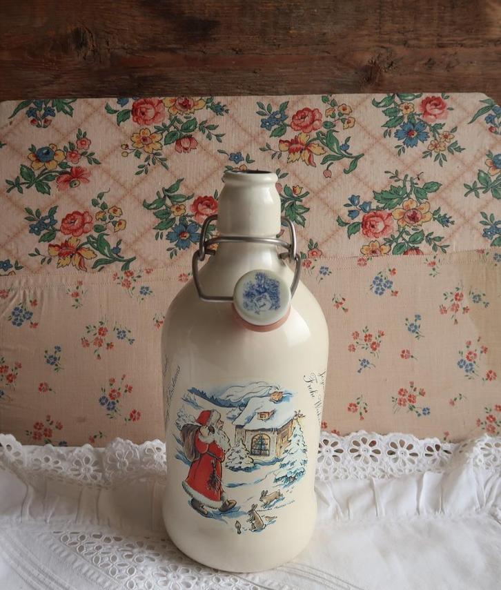 Monica Heller Cole oude kerst beugelfles kruik kerstman, Antiek en Kunst, Curiosa en Brocante, Ophalen of Verzenden