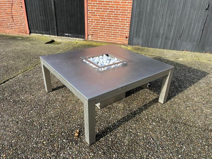 RVS vuurtafel, gashaard, maatwerk, 130x130x56,, Tuin en Terras, Vuurtafels, Zo goed als nieuw, Ophalen